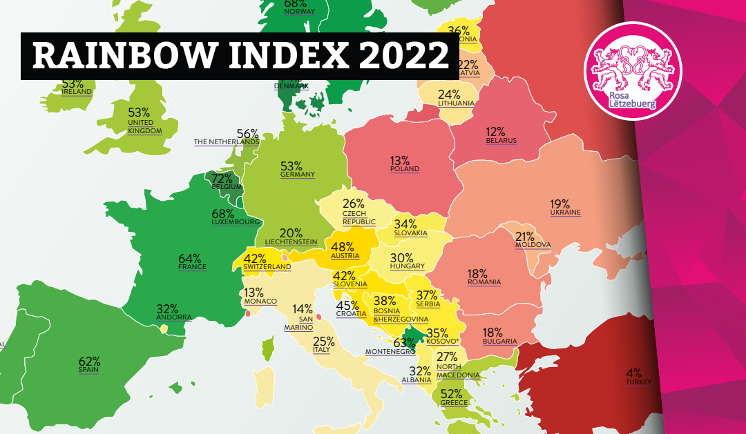 IDAHOBIT 2022: Luxemburg fällt im ILGA Europe Rainbow Index auf den 5. Platz zurück